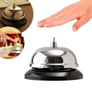 Campainha Sino De Mesa Balcão P/ Atendimento Recepção Hotel Escola Restaurante Bar Escritório Metal