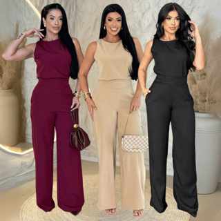 Conjunto Feminino Mulher Elegante Calça Pantalona e Blusa em Oferta na Shopee