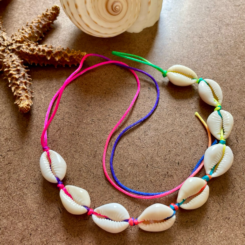Choker Búzios Fio Colorido/ Pulseira Colar Tornozeleira