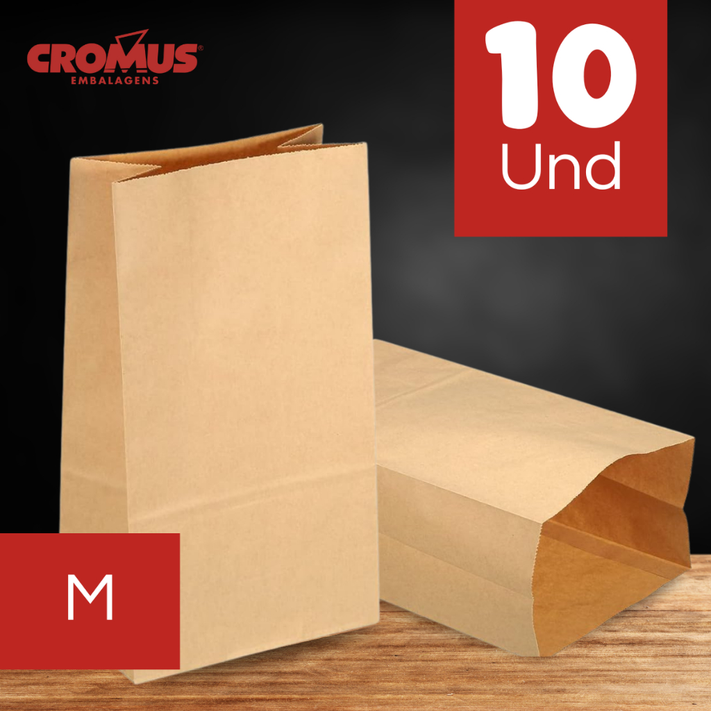 Saco de Papel M 28,5x24x12cm - Kraft Delivery - 10 unidades - Rizzo em Oferta na Shopee