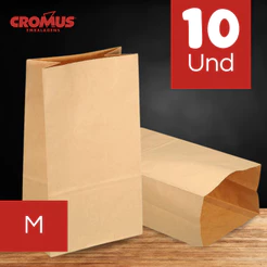Saco de Papel M 28,5x24x12cm - Kraft Delivery - 10 unidades - Rizzo
