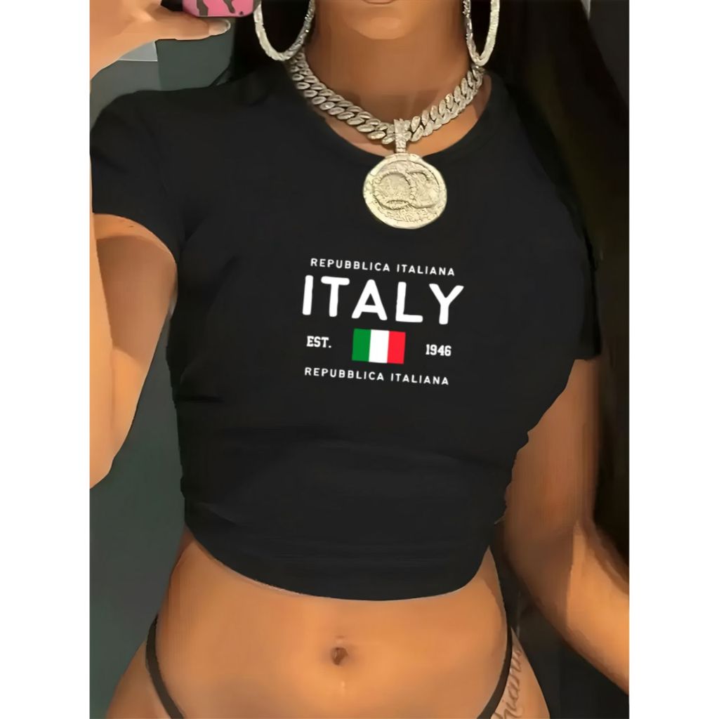 Camiseta Camisa Babylook babytee blusinha estica confortavel estilosa lançamento estampada italy