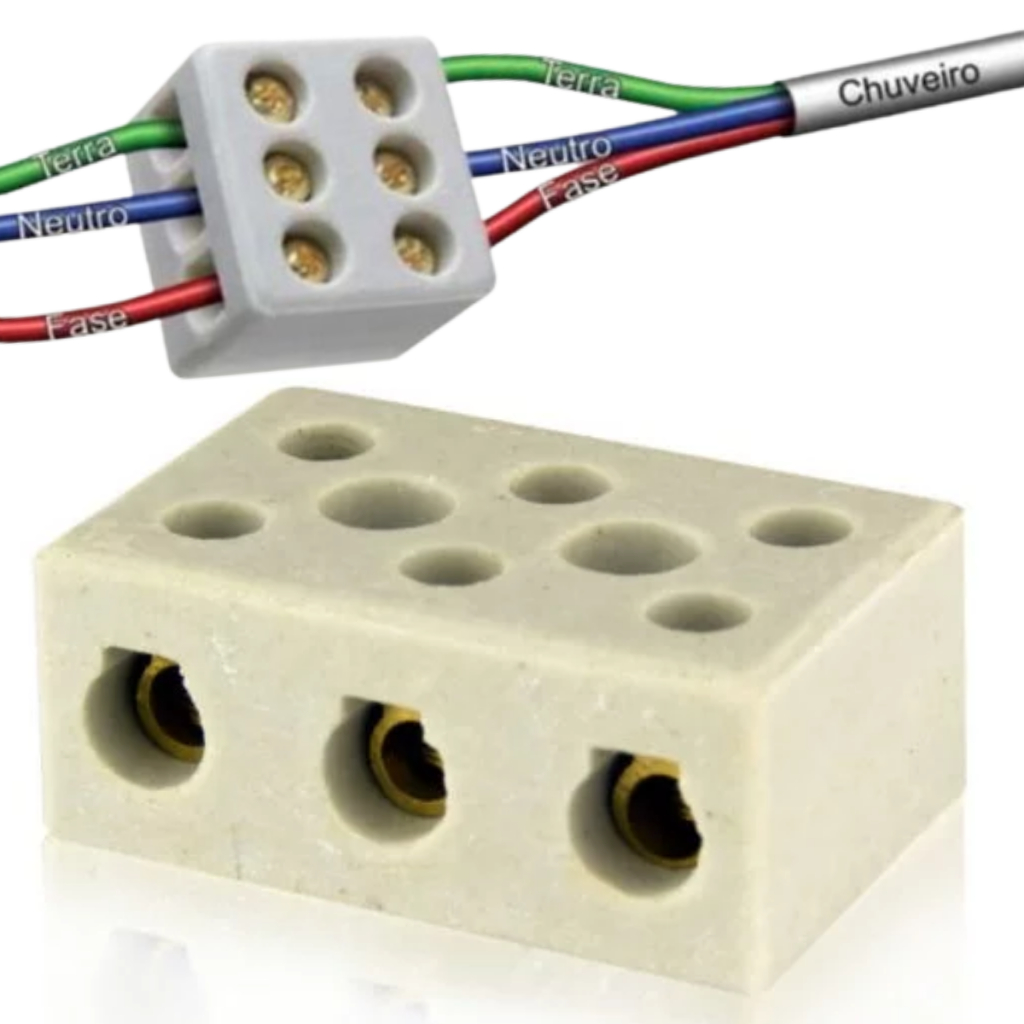 Kit Conectores Trifásico Eletricos P/ Fios Chuveiro Louça / Cobre Acabamentos Obras Construção Eletrica