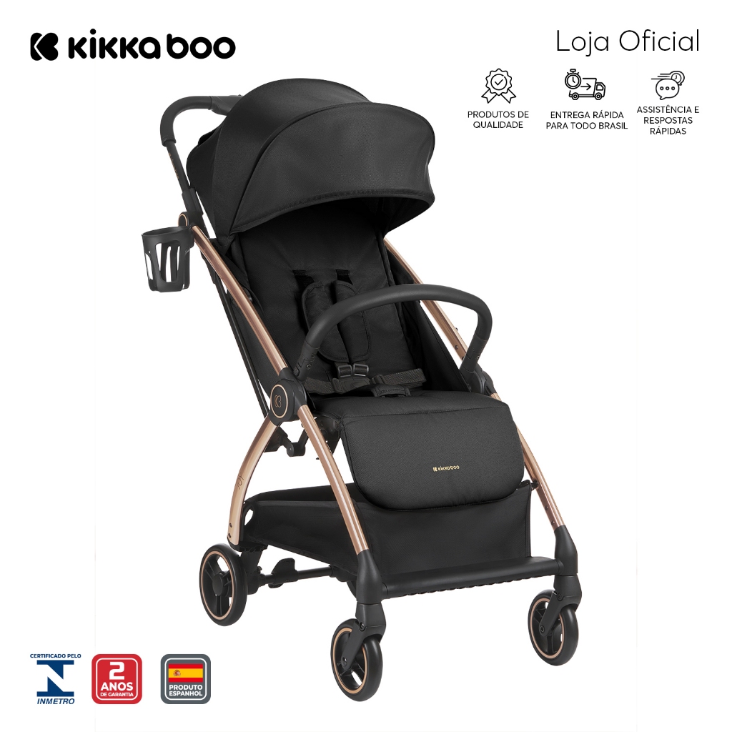 Carrinho de Bebe Passeio Portátil Joy Preto Kikkaboo em Oferta na Shopee