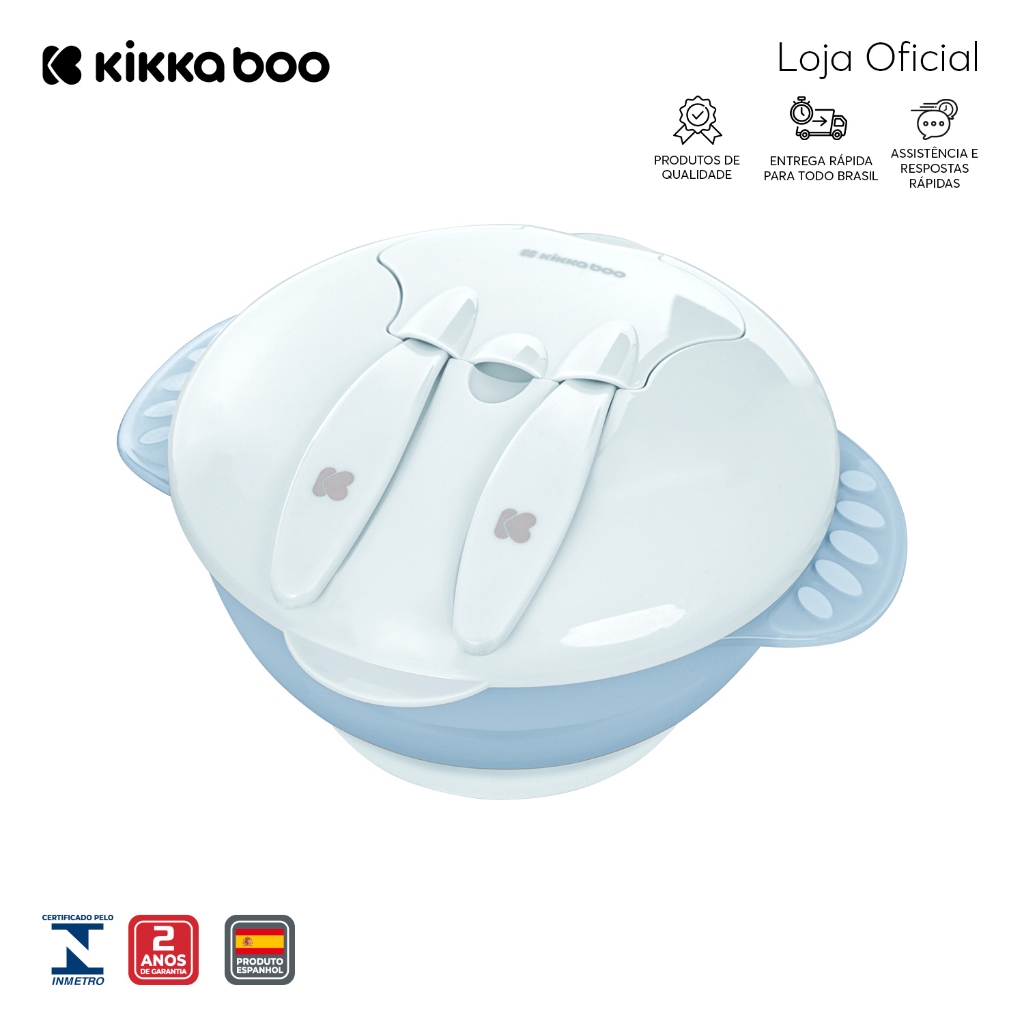 Kit Refeição Pote Bowl 4 em 1 Com Ventosa Divisória Talheres e Tampa  Feed Me Up Blue Kikkaboo em Oferta na Shopee