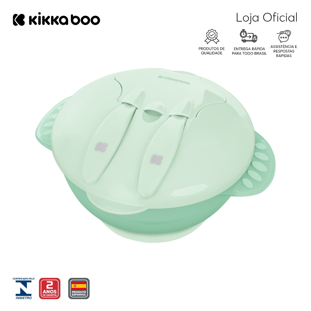 Kit Refeição Pote Bowl 4 em 1 Com Ventosa Divisória Talheres e Tampa  Feed Me Up Mint Kikkaboo em Oferta na Shopee