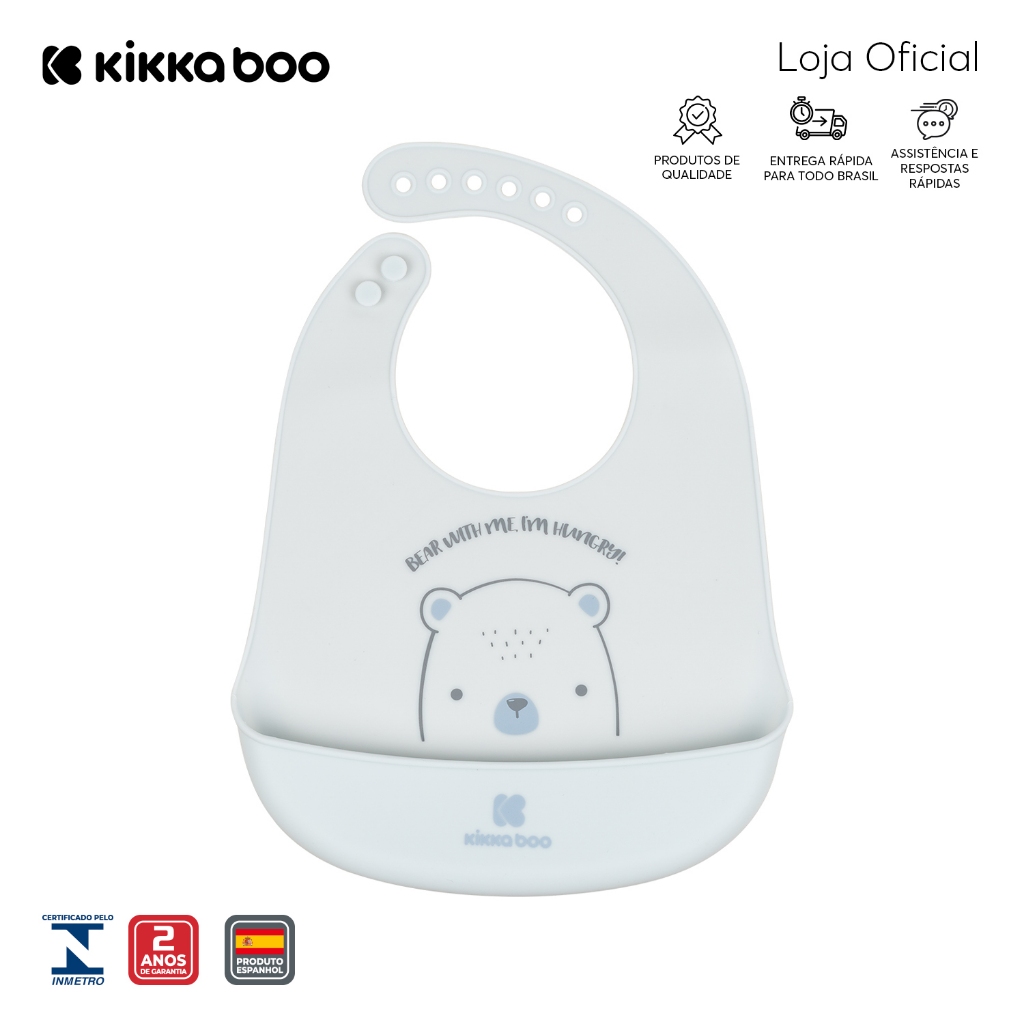 Babador de Silicone Bear Blue KikkaBoo em Oferta na Shopee