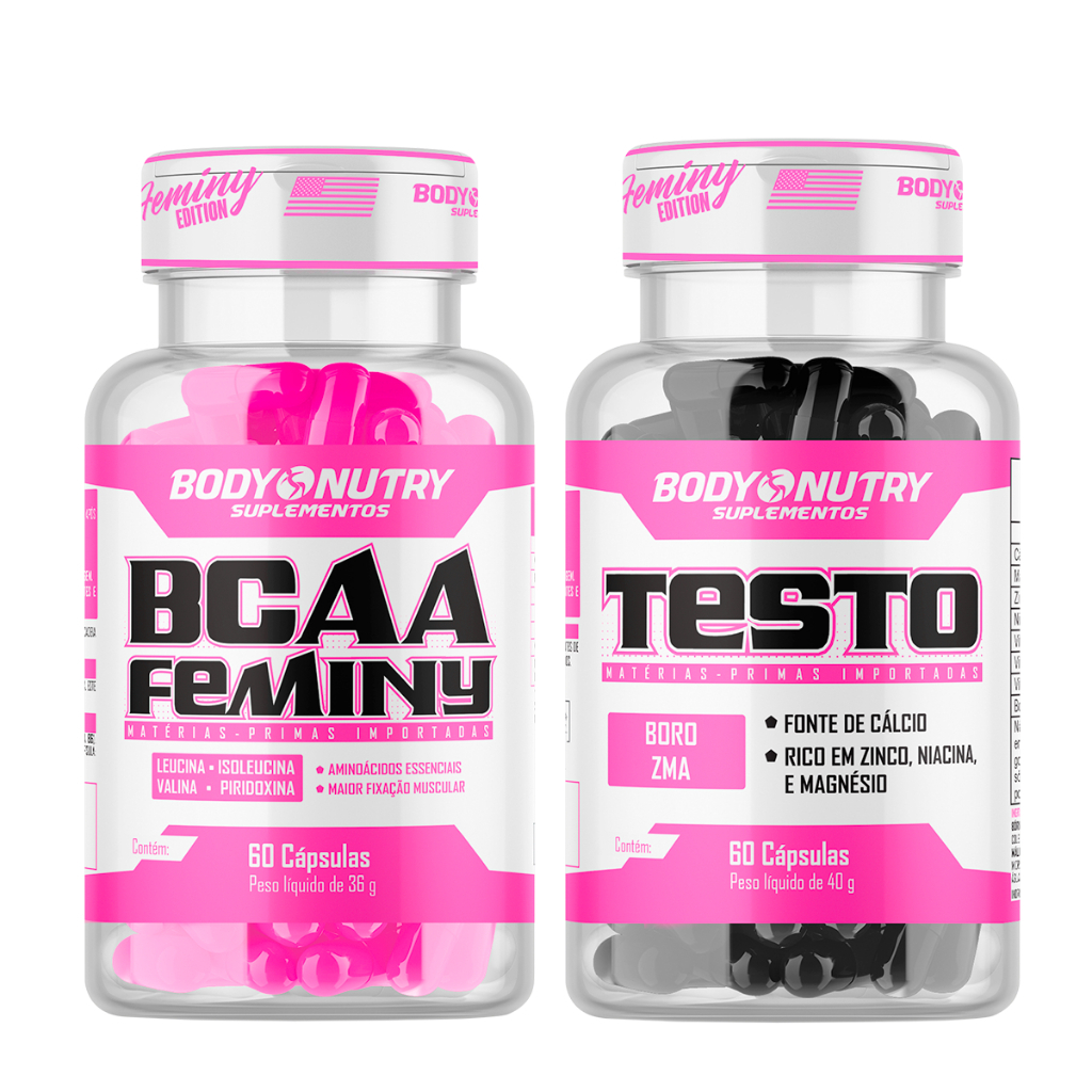 Kit Testo Feminino 60 Cápsulas + BCAA Feminy 60 Cápsulas em Oferta na Shopee