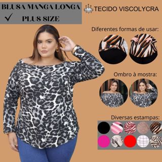 Blusa Feminina Plus Size Manga Longa Comprida do GG AO G3 Leve Soltinha Cores Inverno em Oferta na Shopee