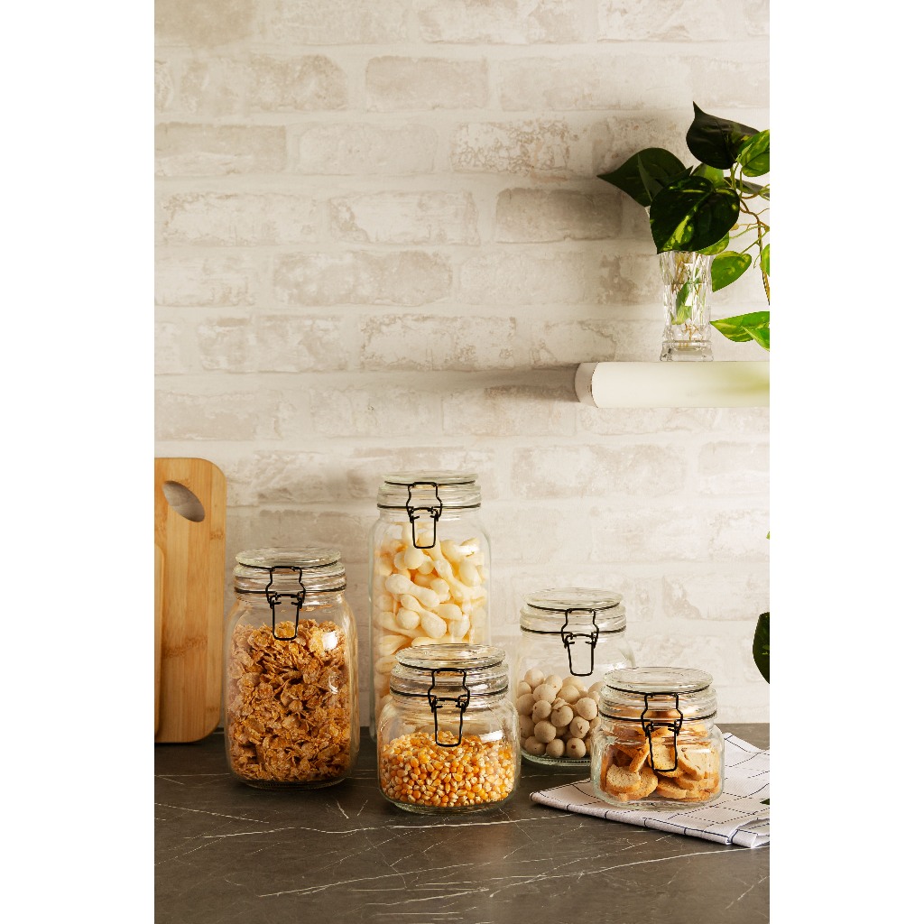 Potes Porta Mantimento Hermético Tampa Vedação Com Silicone e Clipe Em Metal de Vidro Lyor em Oferta na Shopee