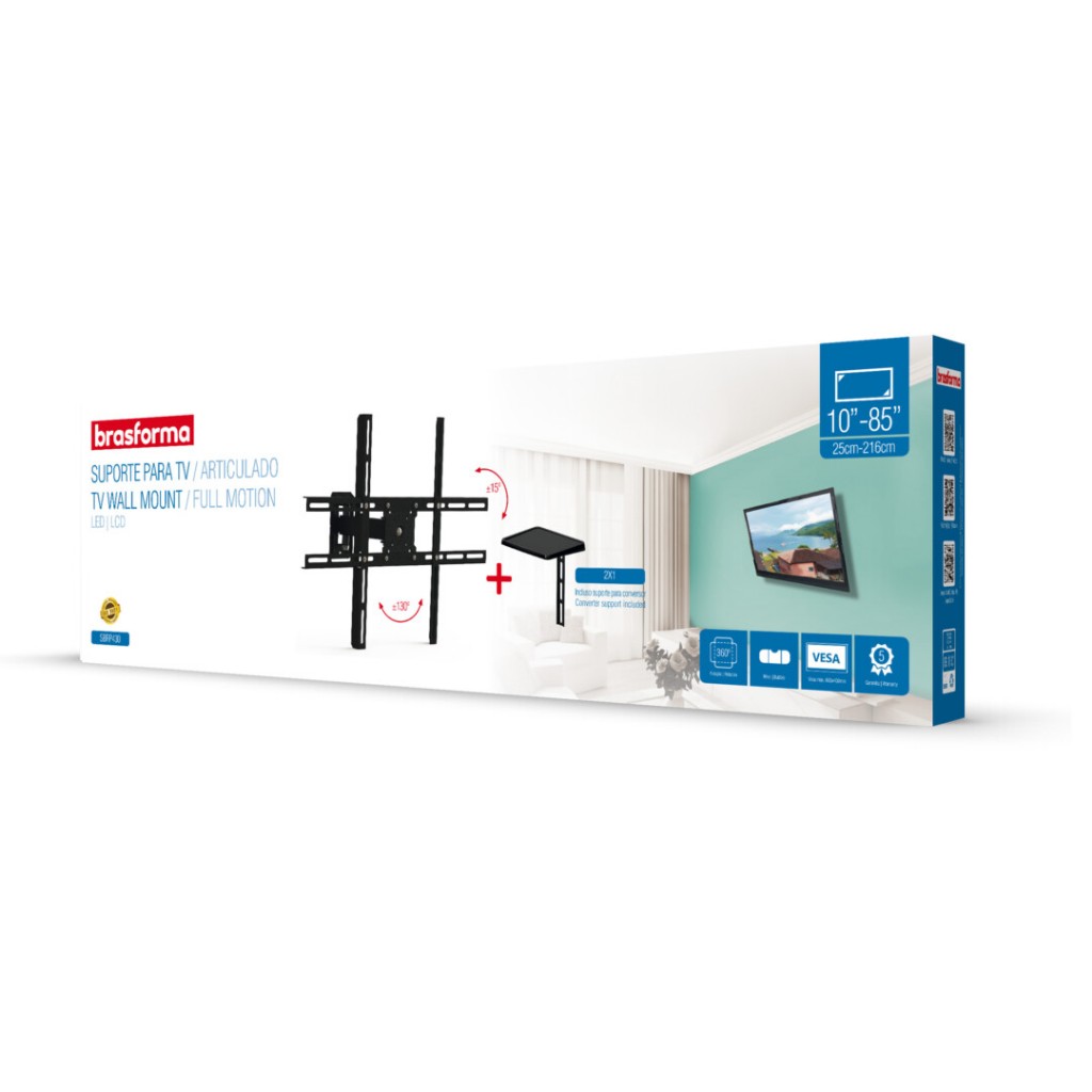 Suporte ARTICULADO TV LED, LCD, Plasma, 3D e Smart TV de 10” a 70” – Brasforma SBRP 430