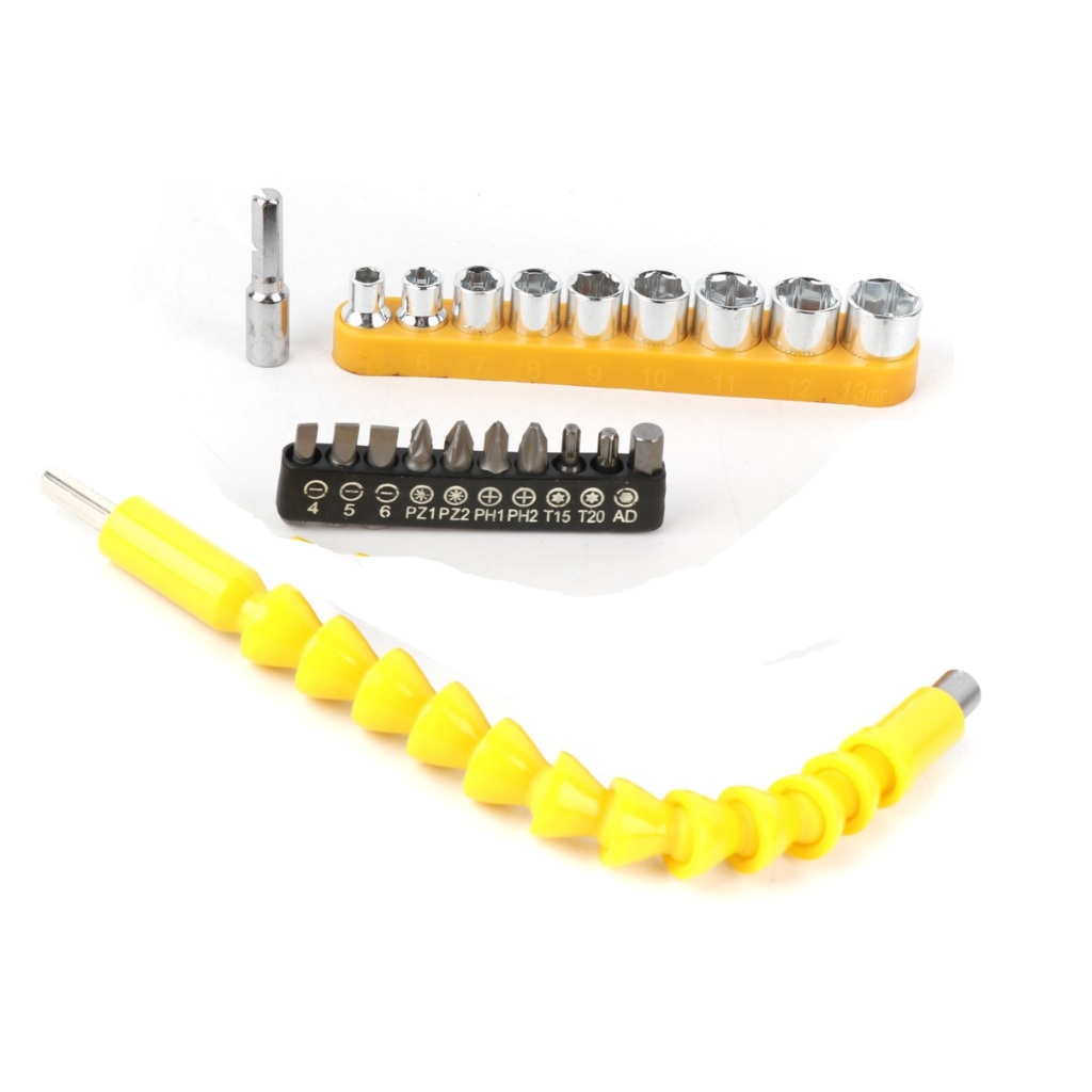 Eixo Extensivel Flexivel +19 Bits Soquete Torx Fenda Ph Uso em  Parafusadeira