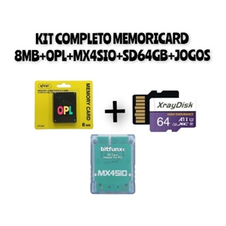 KIT COMPLETO MX4SIO+SD64GB+MEMORICARD 8MB em Oferta na Shopee