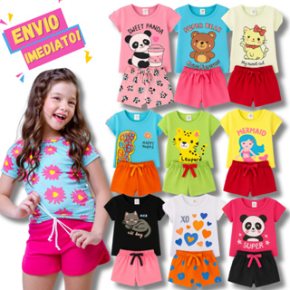 Kit Sortido 04 e 02 peças Conjunto Infantil Menina Verão Roupa de Bebê em Oferta na Shopee