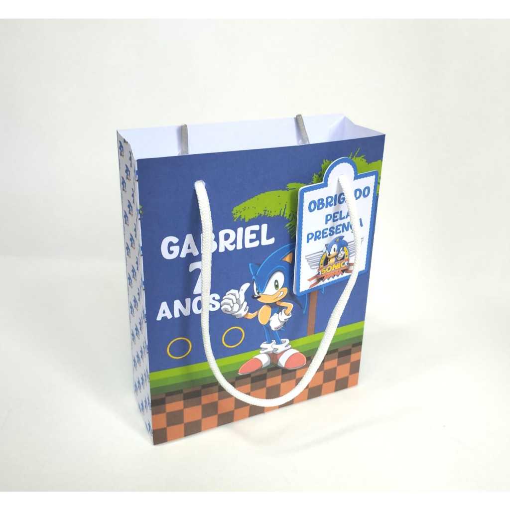 20-25-30-40- sacolinha personalizada sonic - sacola personalizada - sacolinha menina - tema sonic