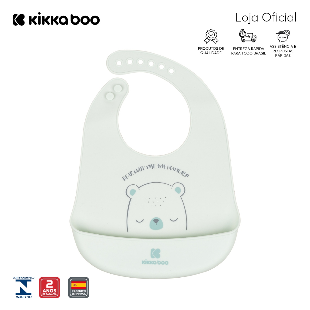 Babador de Silicone Bear Mint KikkaBoo