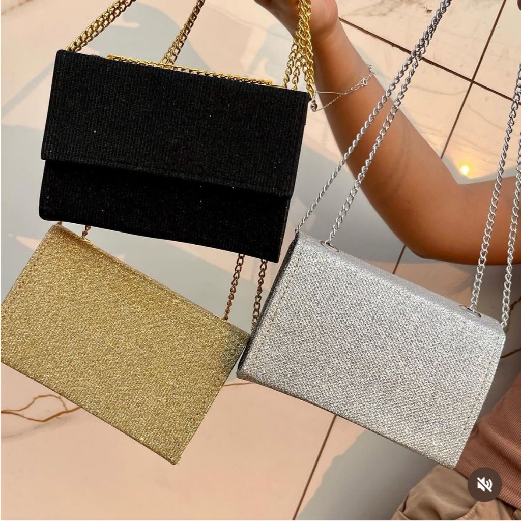 Bolsa Feminina Clutch Bolsinha de Mão com Corrente Transversal Casamento Formatura Festa
