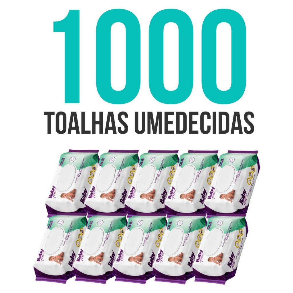 Kit com 10 Lenços/Toalhas Umedecidas Baby Free C/100