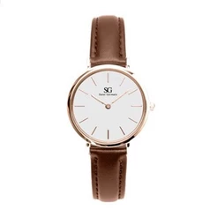 Relógio Feminino Couro Dourado Saint Germain Bronx Rosé Gold 32mm