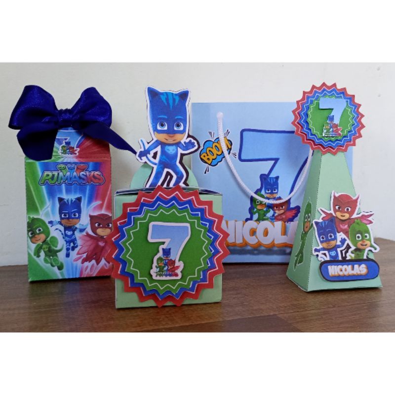 Kit Caixinhas Personalizadas PjMasks /Lembrancinhas,aniversário,kit festa, infantil,decoração.Fazemos Todos os temas