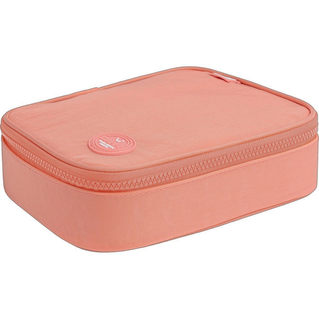 Estojo Box Escolar Happy Salmão Tilibra