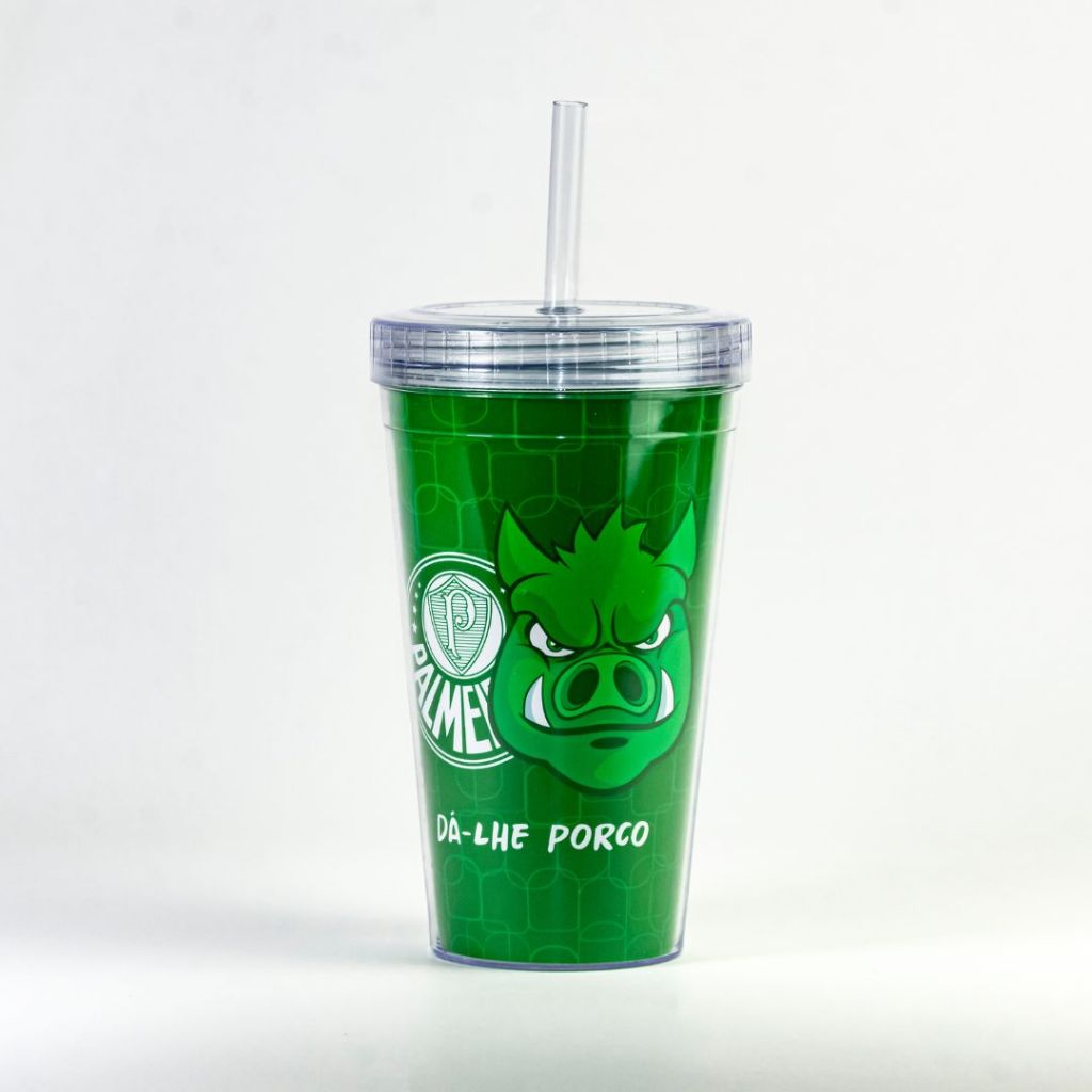 Copo Canudo "Palmeiras Raça Porco" Time Palmeiras Futebol Clube Oficial Licenciado