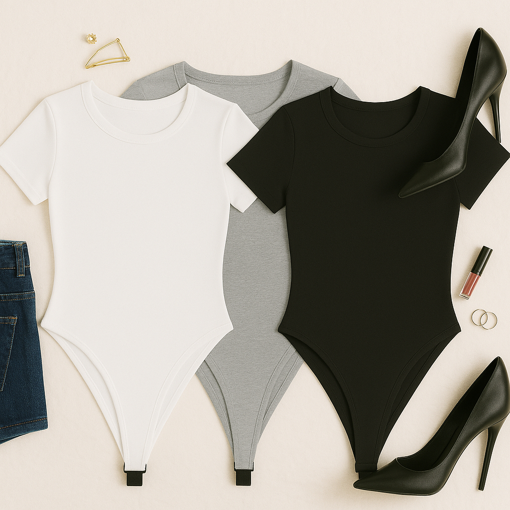 Kit 3 Body Feminino Manga Curta Blusinha Feminina Tecido Suplex Tendência