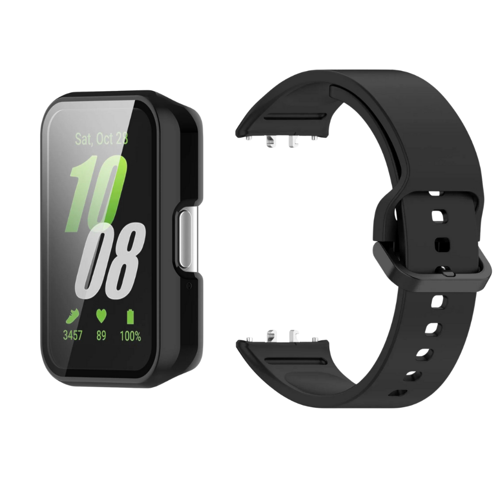 Kit capa bumper com película de vidro + pulseira de silicone para Relógio Samsung Galaxy Fit3 Smartwatch fit 3 em Oferta na Shopee