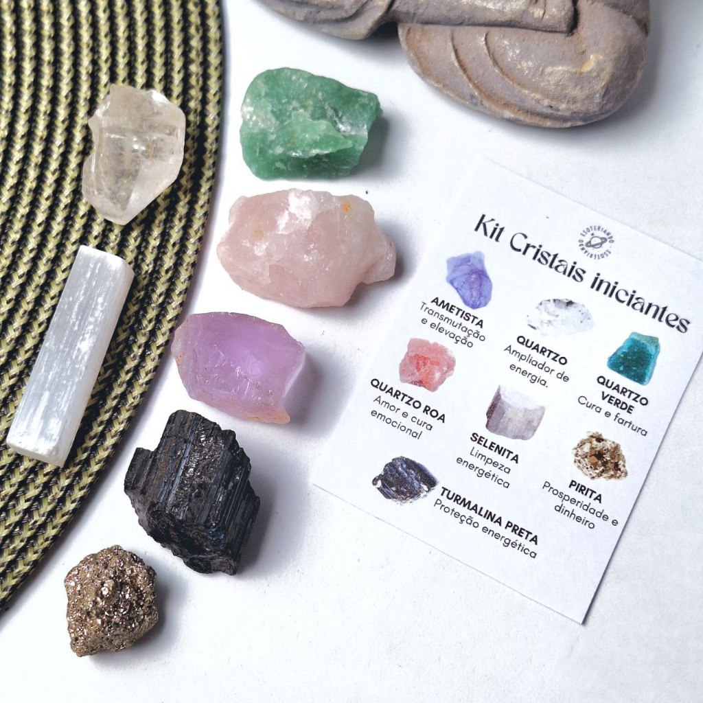 Kit de pedras brutas, kit iniciantes dos cristais, kit com 7 pedras Brutas 100% naturais