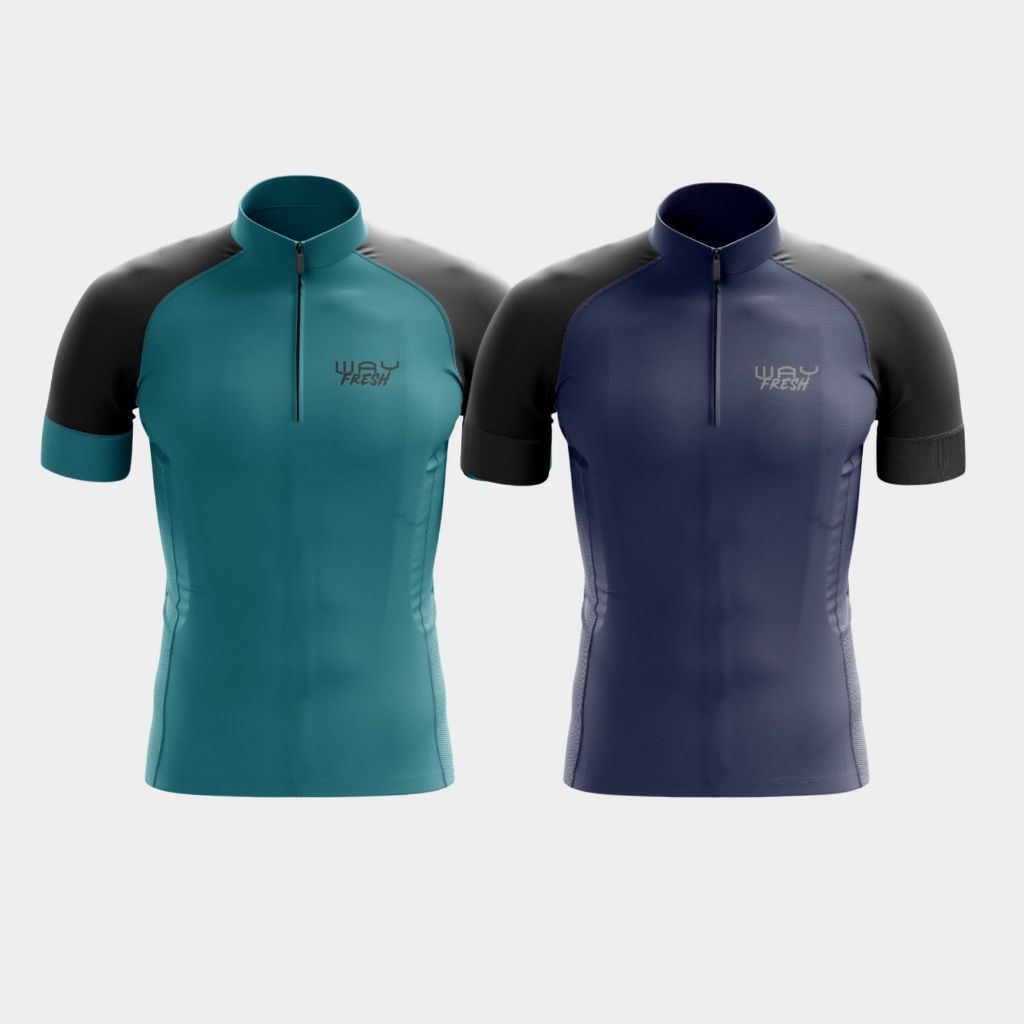 Kit 2 Camisas Camisetas Ciclismo Masculina Way Fresh Zíper Parcial Roupas Pedalar Homem Bike