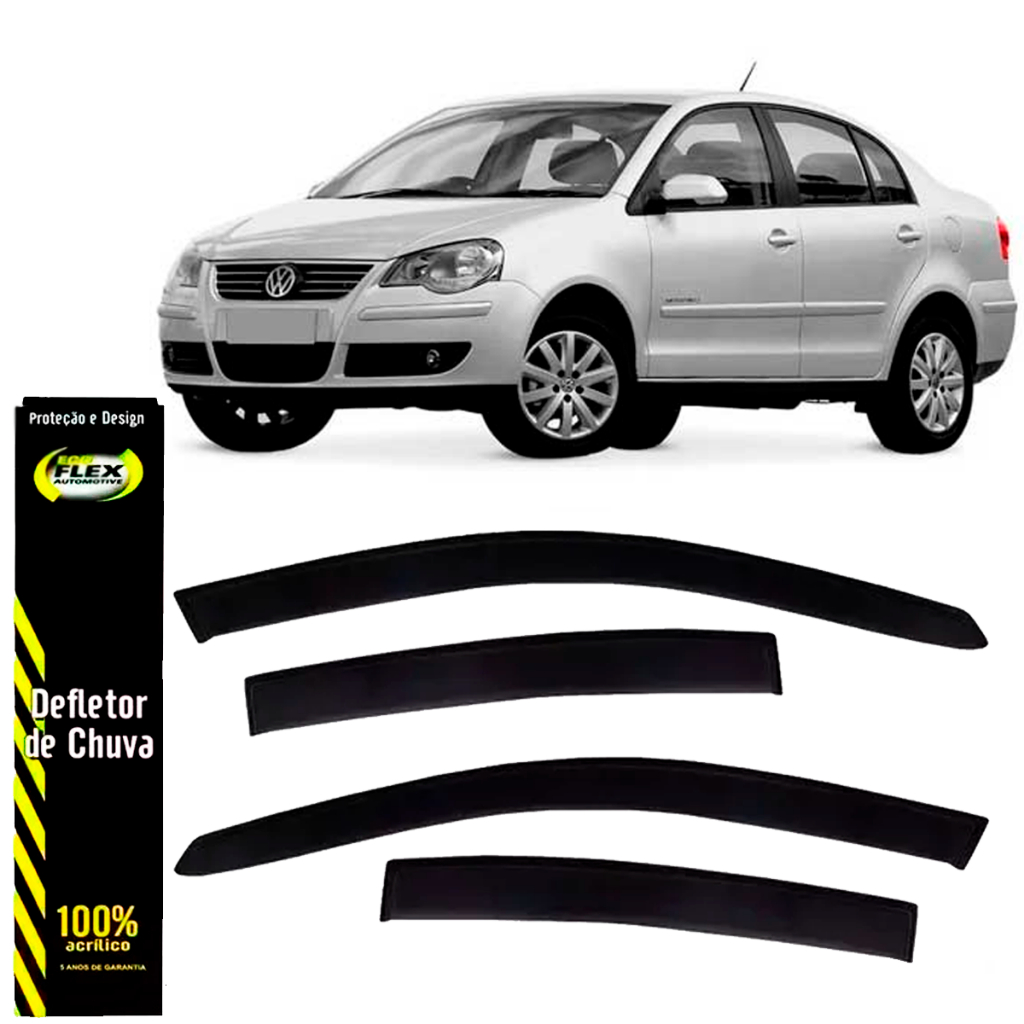 Defletor Calha De Chuva Vw Polo Sedan 2003 A 2016 4 Portas em Oferta na Shopee