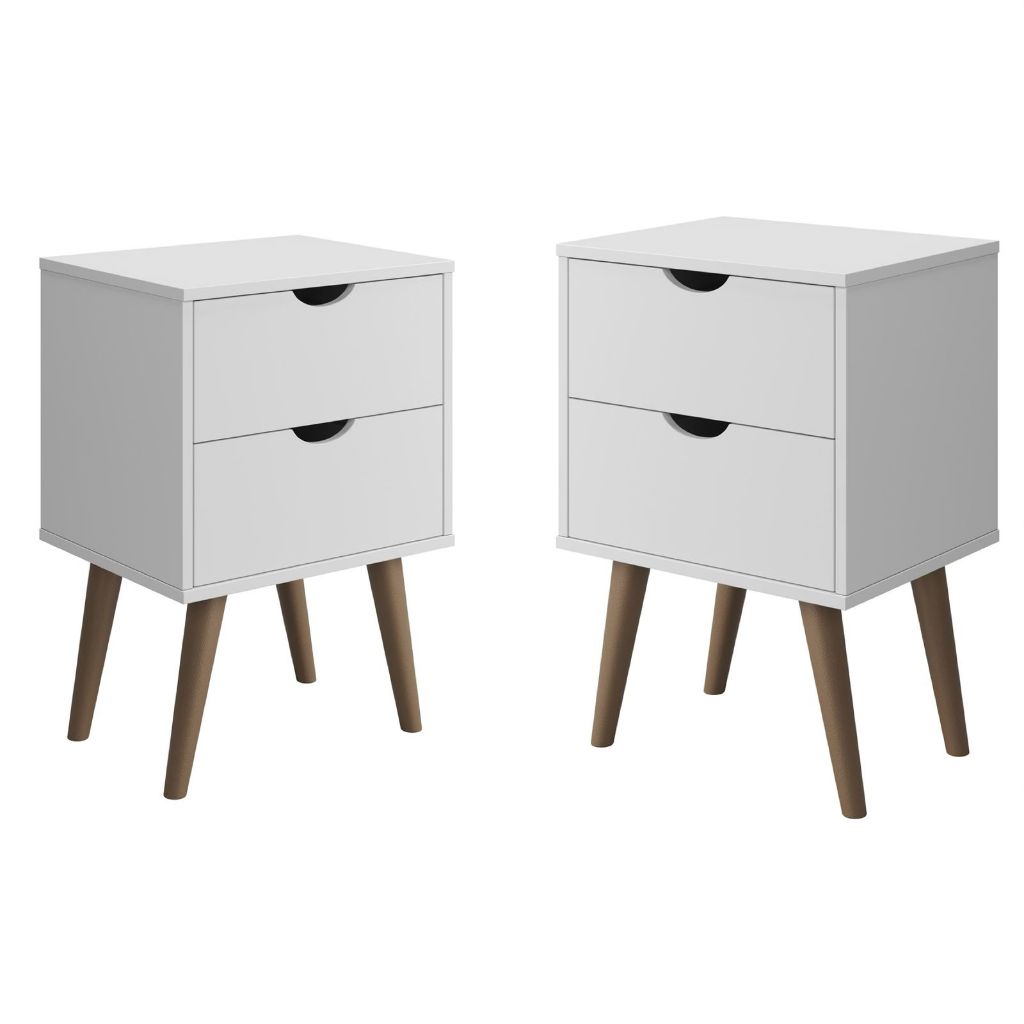 Kit 2 Mesas De Cabeceira Dream Criado Retrô Madri 2 Gavetas