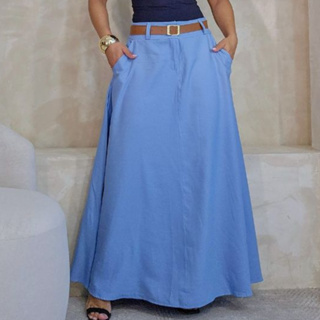 Saia Longuete com Cinto Bolso Faca Elegante Alfaiataria Premium Moda Cristã Rodada em Oferta na Shopee