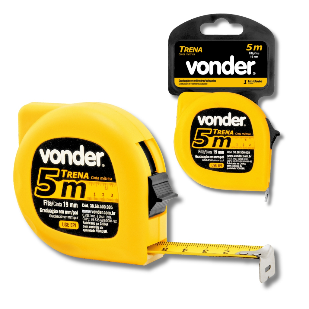 Trena Fita Métrica 5 Metros Aço Profissional Vonder em Oferta na Shopee