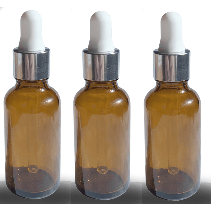 10 Frascos De Vidro Ambar Conta Gotas gotejador 30ml Tampa Prata Premium