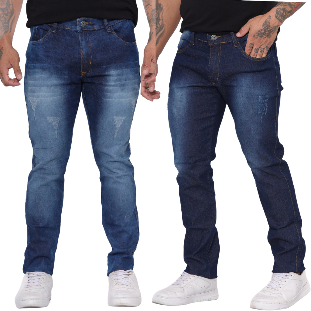 Kit até 2 Calças Jeans Plus Size C/ Lycra Tamanhos 48 ao 56