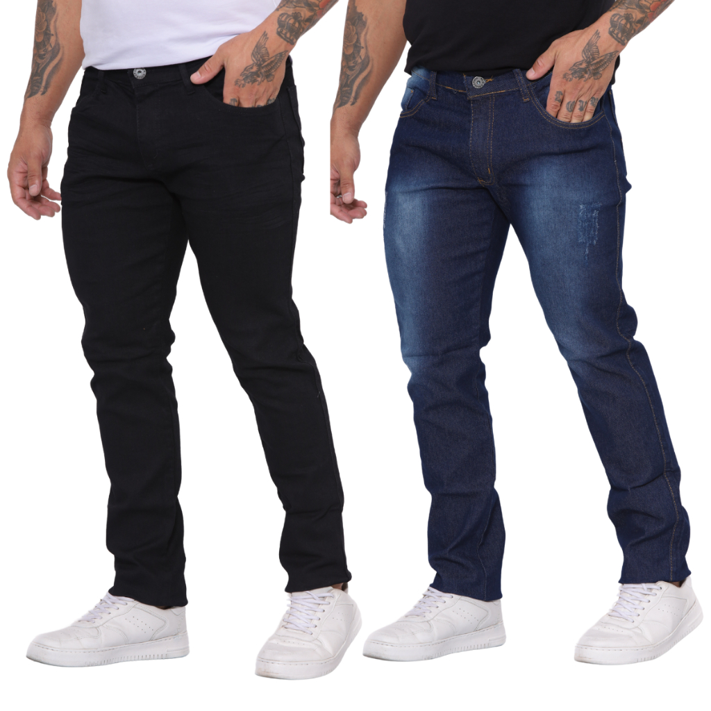 Kit até 2 Calças Jeans Masculinas C/ Lycra Modelos Premium