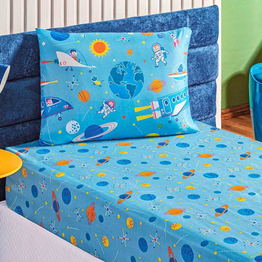 Lençol 2 Peças Solteiro Infantil Bailarina Dinossauro Astronauta Unicórnio Kit C