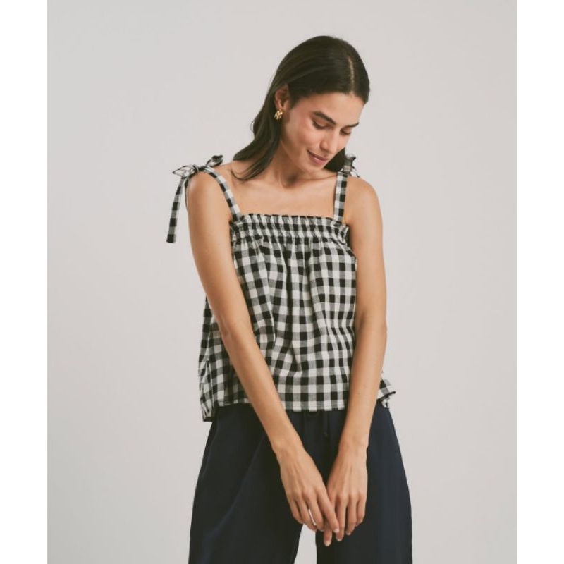 Blusa feminina bata xadrez
