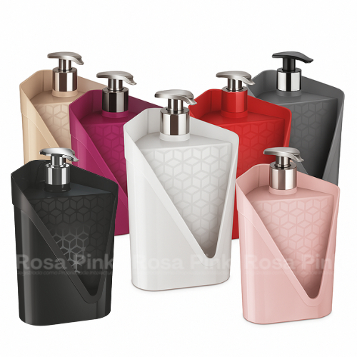 Dispenser Porta Detergente Bucha Click Preto Rosa Vermelho Branco Cappuccino Magenta Cinza 500ml UZ em Oferta na Shopee