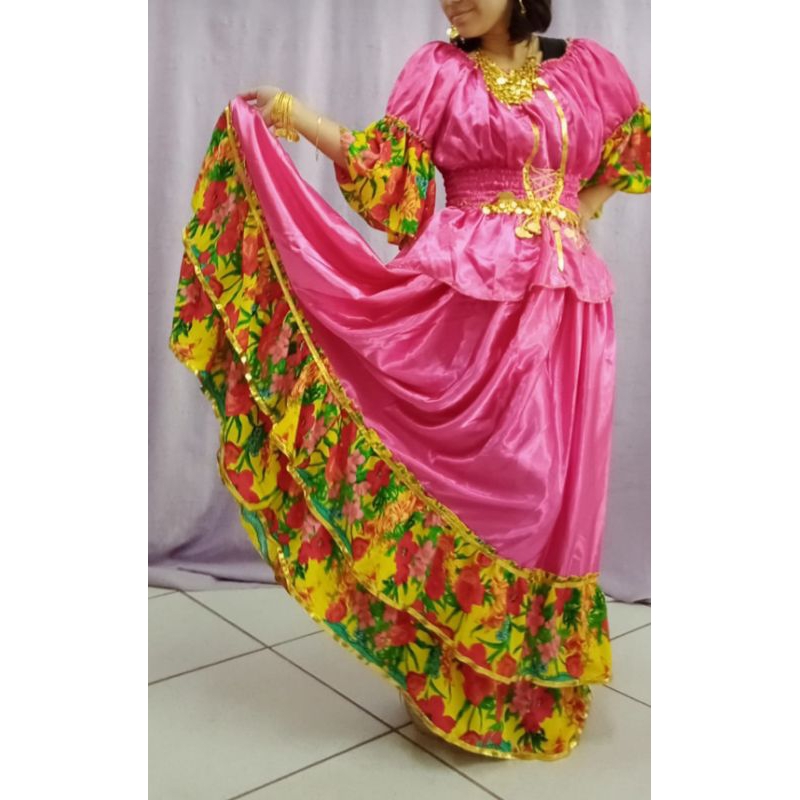 Conjunto cigana rosa e amarela