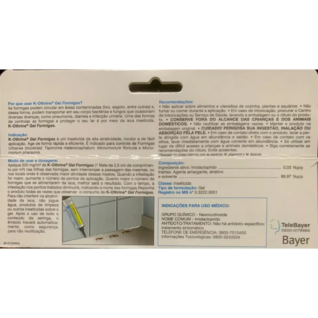 Gel K-Othrine 10g: Ação Rápida e Duradoura Contra Formigas Bayer