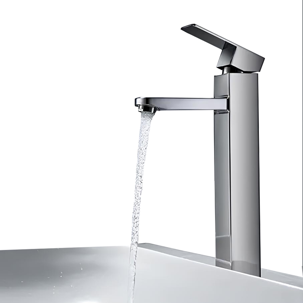 Torneira Para Banheiro De Bica Alta Inox Para Cuba de Sobrepor Monocomando Luxo Gourmet