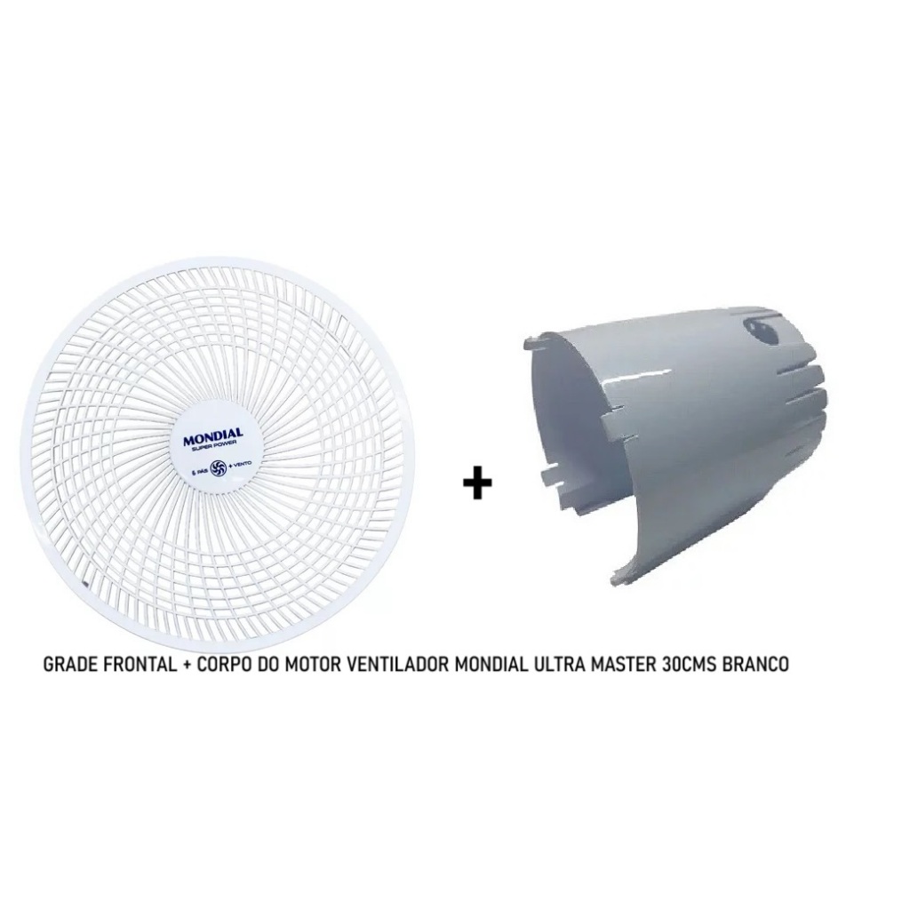 GRADE  TRASEIRA OU FRONTAL + CORPO DO MOTOR VENTILADOR MONDIAL ULTRA MASTER 30CMS BRANCO ORIGINAL em Oferta na Shopee