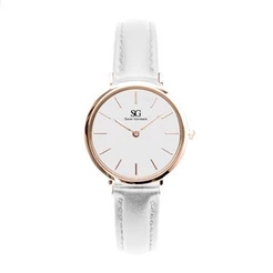 Relógio Feminino Branco Saint Germain Queens Rosé Gold 32mm Fundo Branco