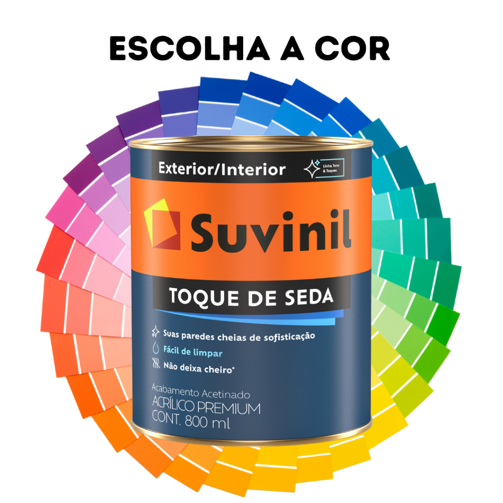 Tinta Acrílica Acetinado 800ml Toque de Seda Escolha a Cor Suvinil - Home & Living