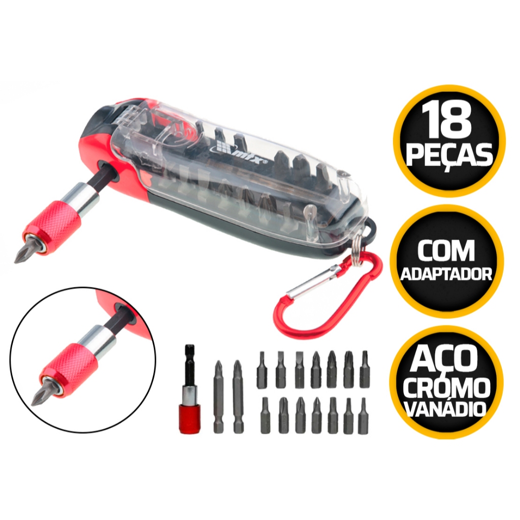 Jogo De Bits Diversos Com Adaptador Com 18 Peças Mtx 113839