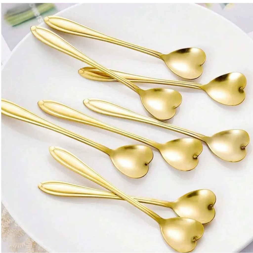 Kit Colheres coração para chá/café  dourada 1,5 ou 10 unidades