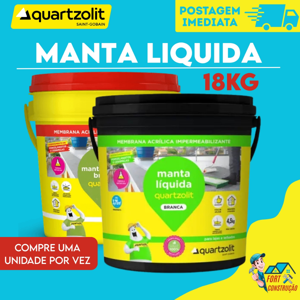 Borracha manta Líquida Quartzolit 18kg - Impermeabilizante Elástico 18kg Branca em Oferta na Shopee