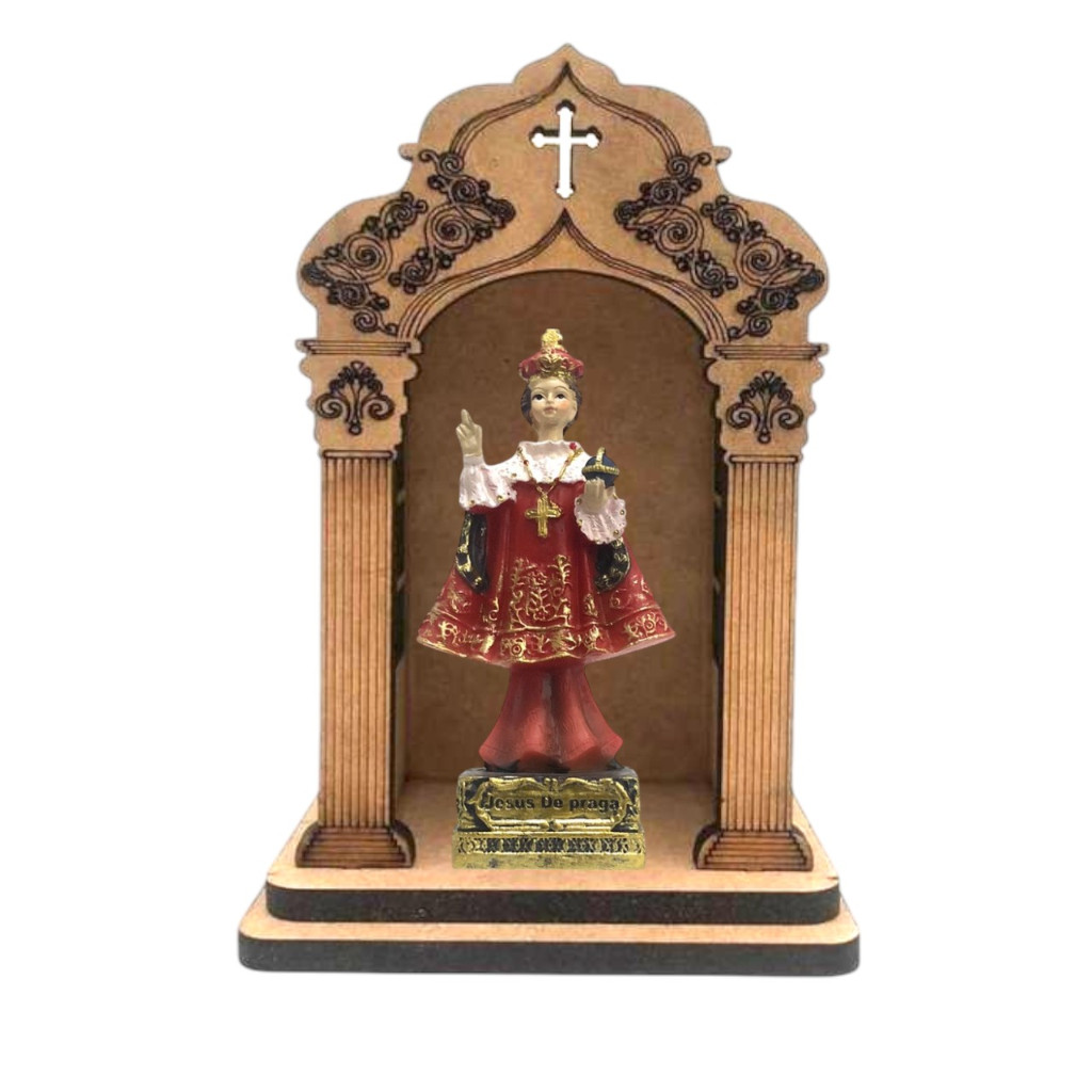 Imagem Menino Jesus De Praga Resina com e sem capela Oratório Capela opcional